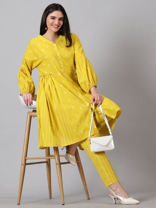 Yellow Dobby Cotton Co-ord