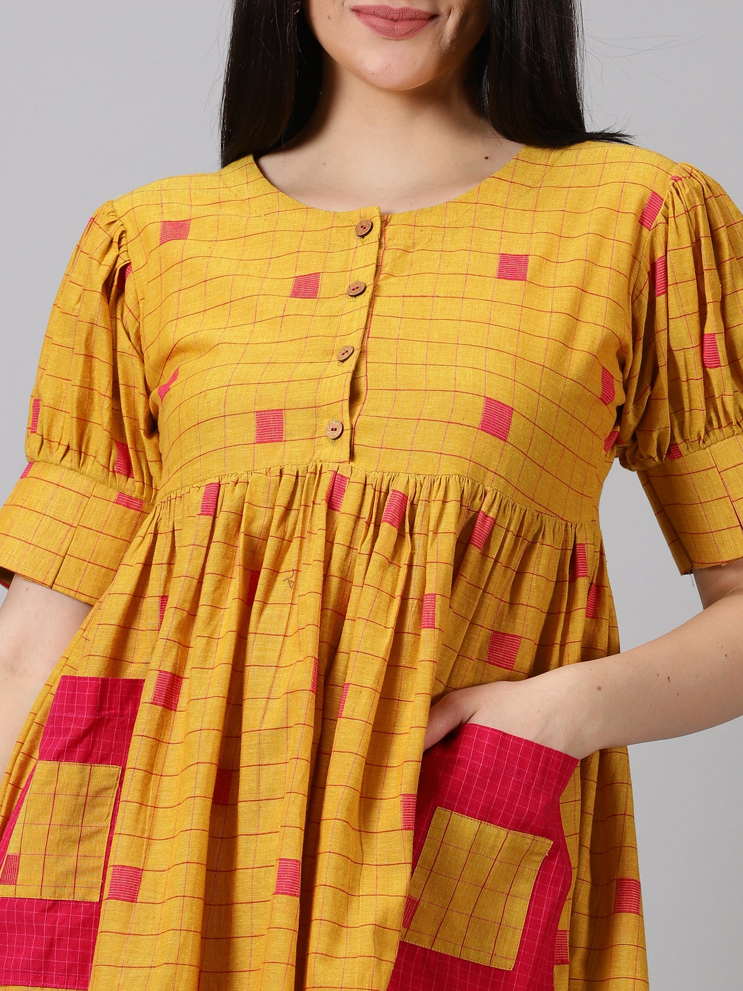 Mustard Fit & Flare Midi Dress