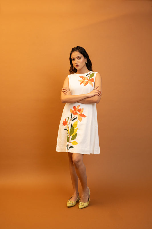 Imara White Handcrafted Cotton Dress