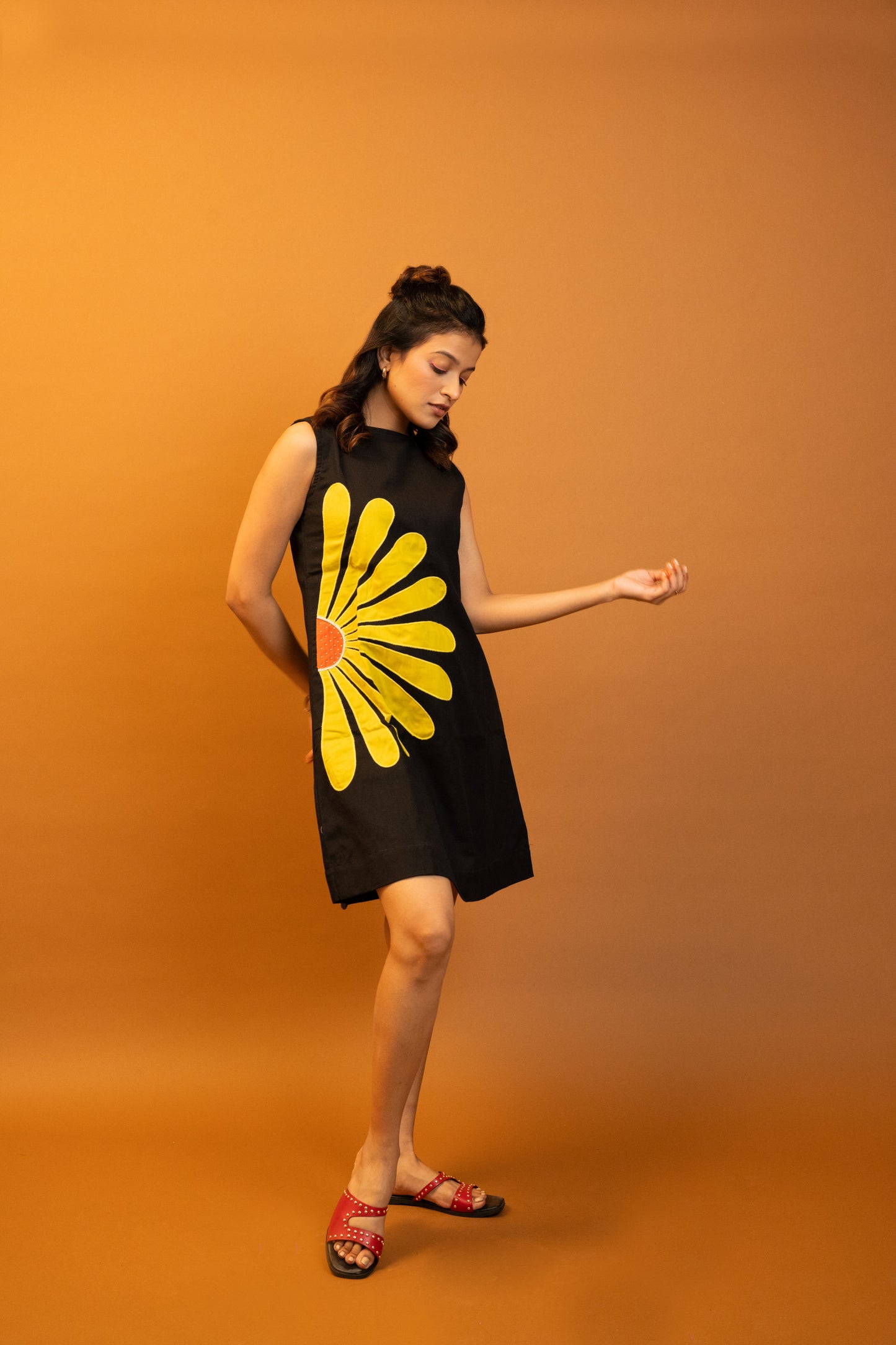 Sunflower Black Handcrafted Cotton Dress