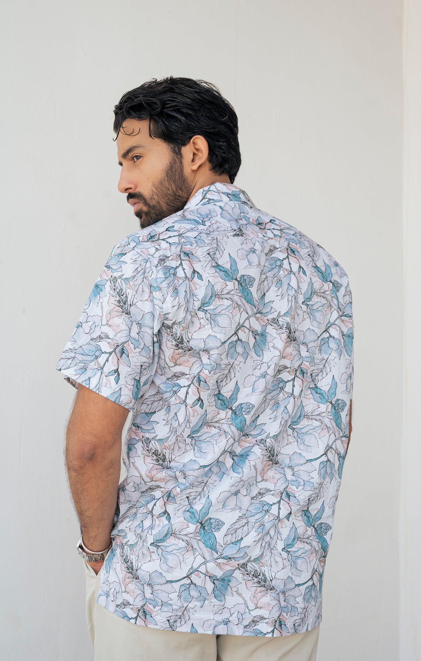 Sea Blue Cotton Men Shirt