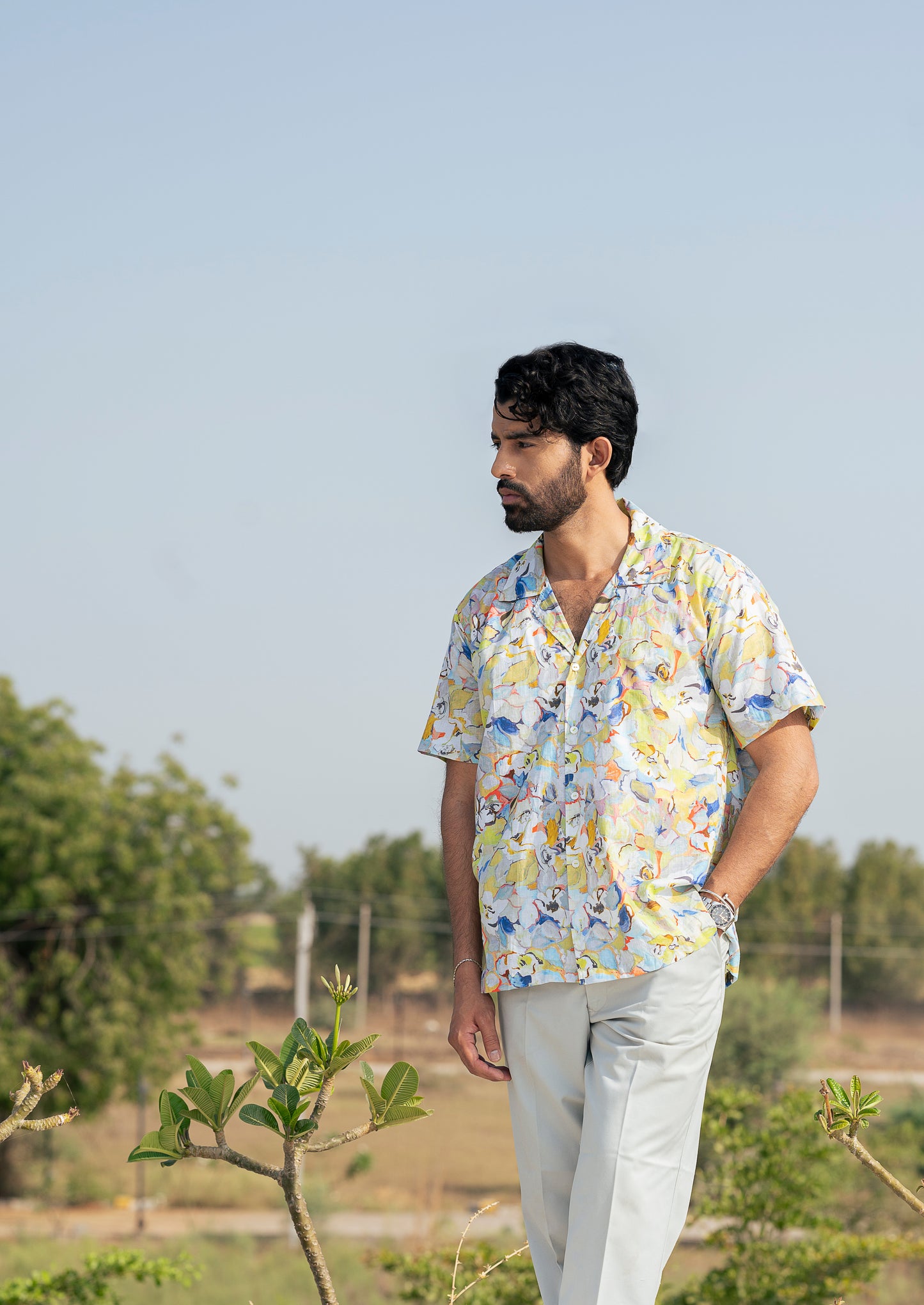 Lime Green Printed Men Shirt