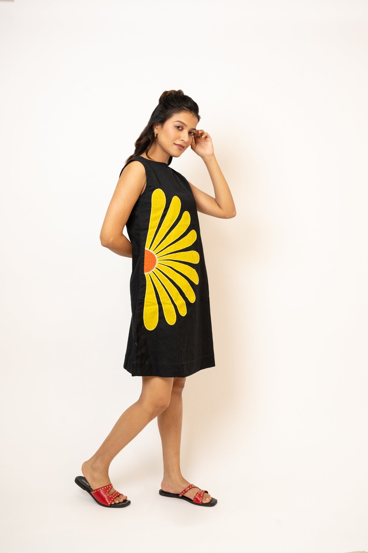 Sunflower Black Handcrafted Cotton Dress