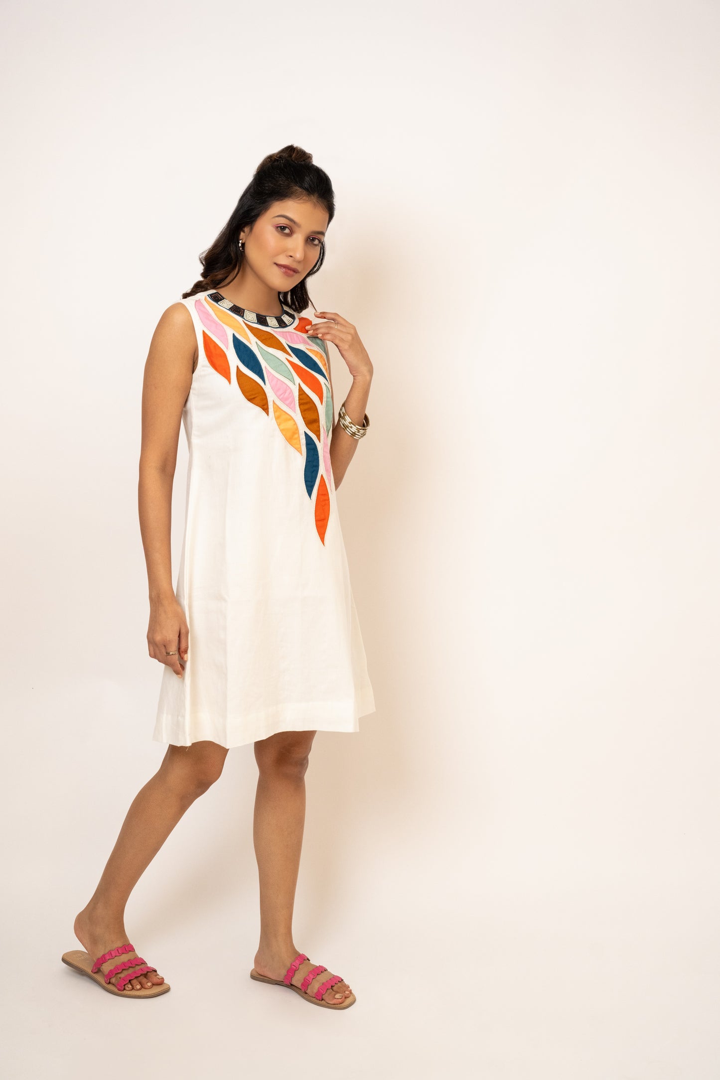 White Ombre Handcrafted Cotton Dress