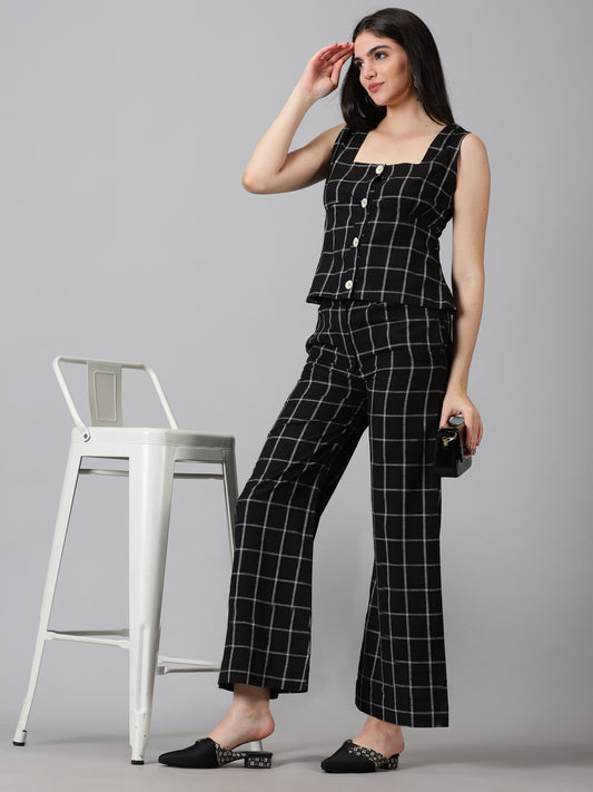 Black Cotton Checks Co-ord Set