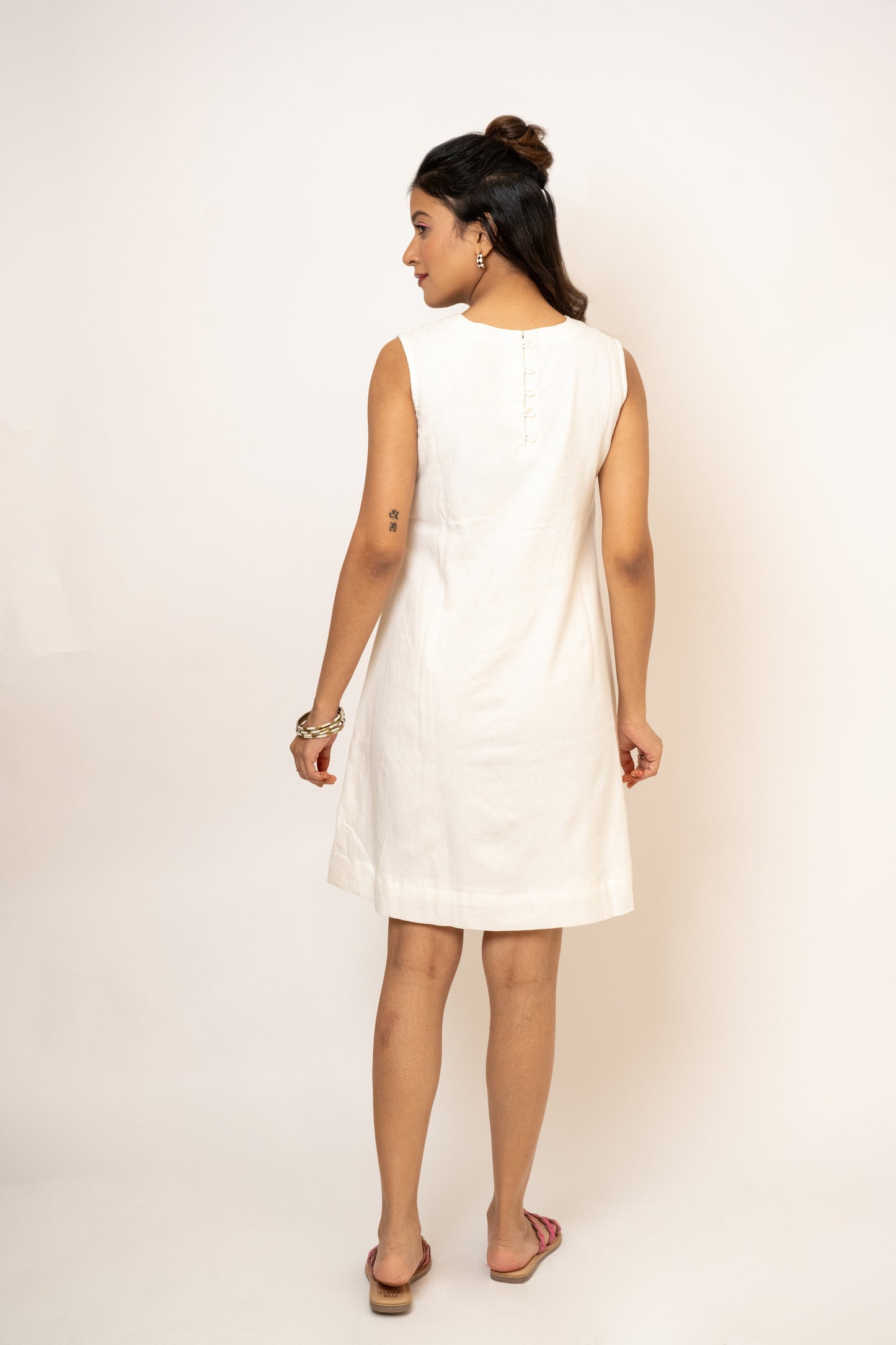 White Ombre Handcrafted Cotton Dress