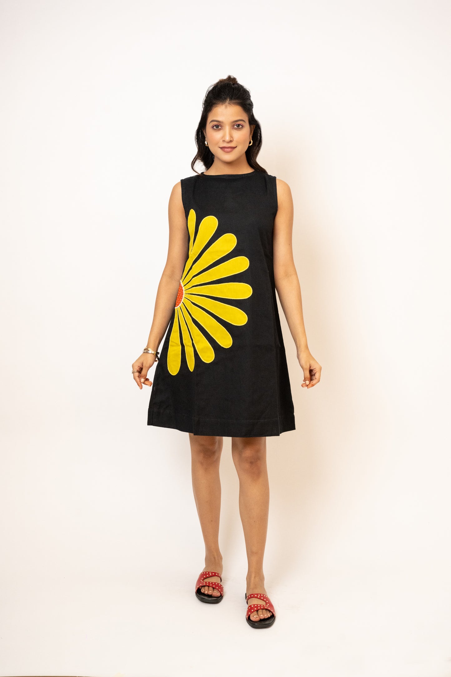 Sunflower Black Handcrafted Cotton Dress