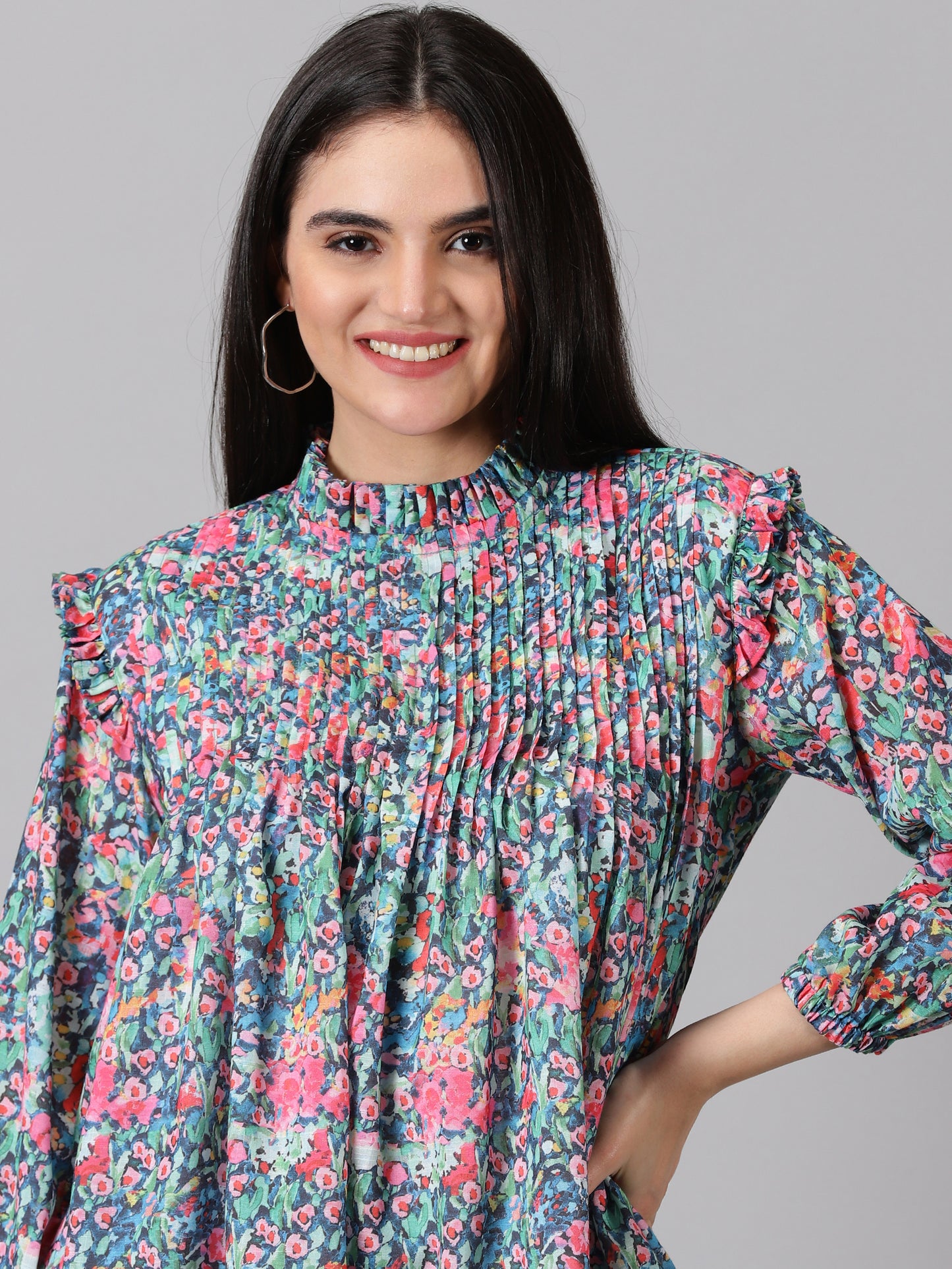 Printed Highneck Cotton Top