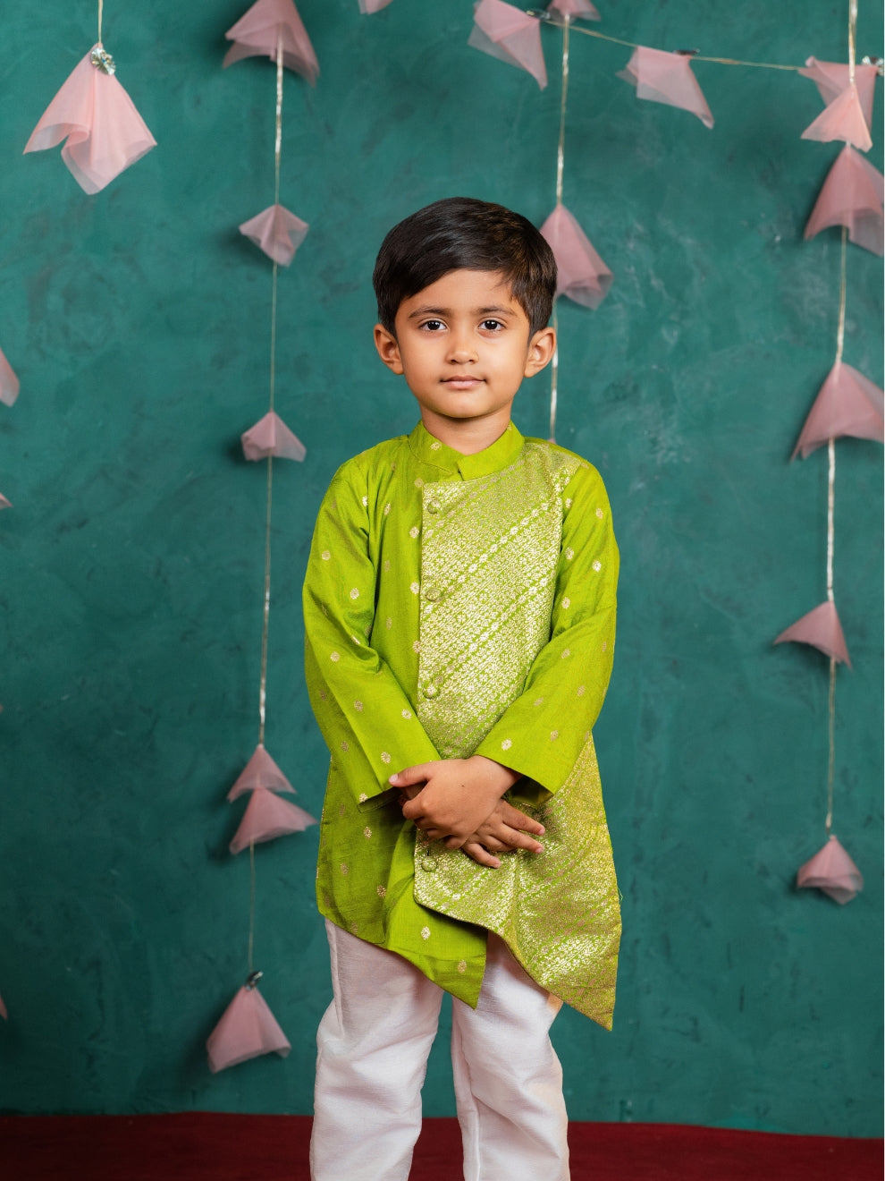 Boy's Light Green Kurta Set (Set of 2)