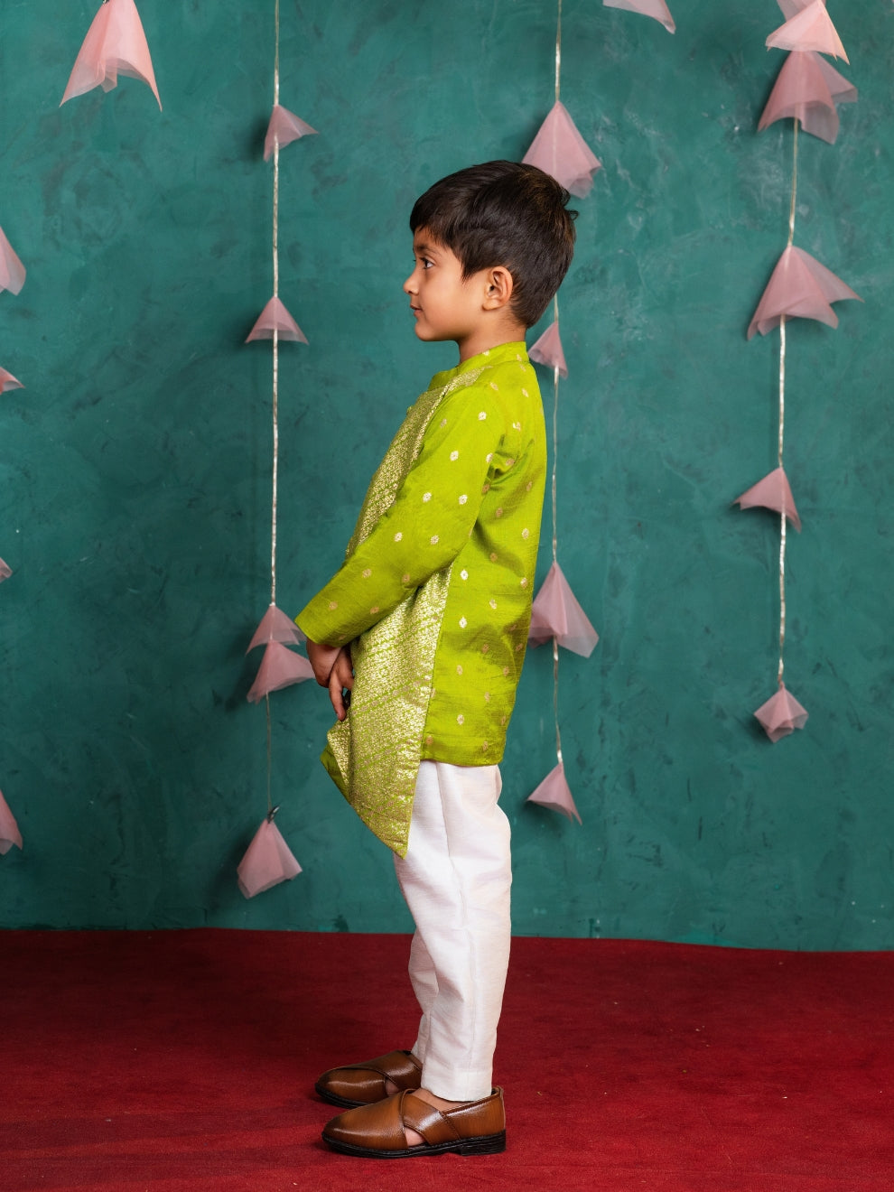 Boy's Light Green Kurta Set (Set of 2)