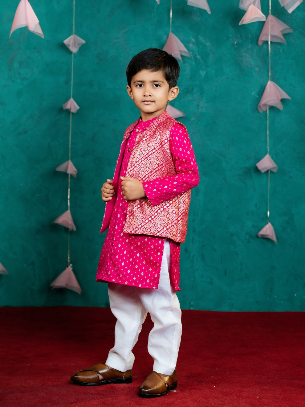 Boys & Girls Pink Matching Kurta & Palazzo Sibling Ethnic Wear Set