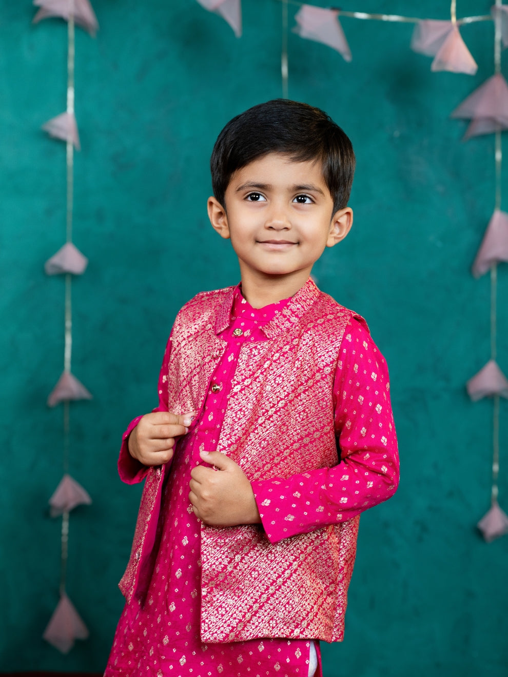 Pink Brother & Sister Matching Kurta & Lehenga Set