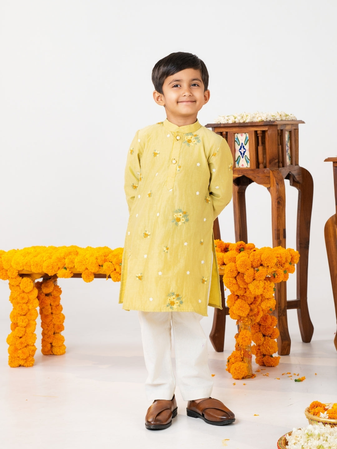Mustard Yellow Matching Sibling Festive Wear