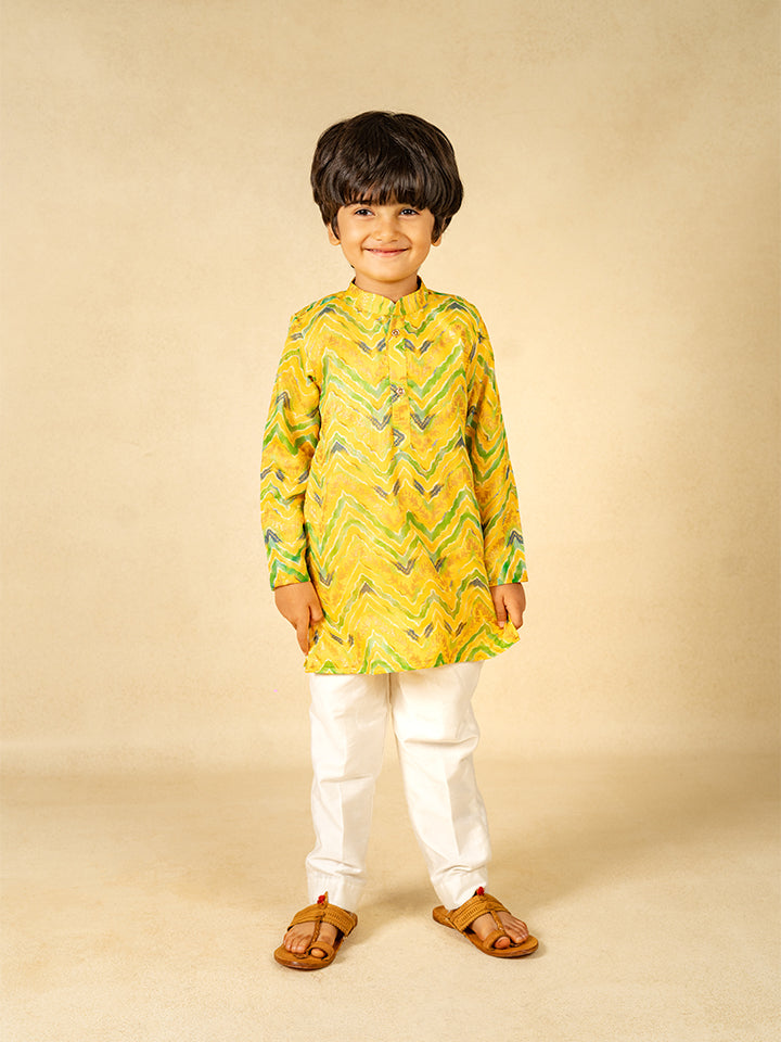 Yellow Cotton Boy Kurta and Girl Top With Palazzo Sibling Outfits