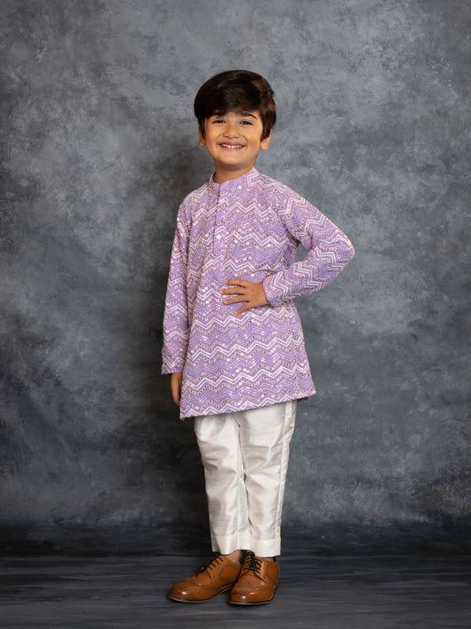 Purple Georgette Outfit for Boy & Girls