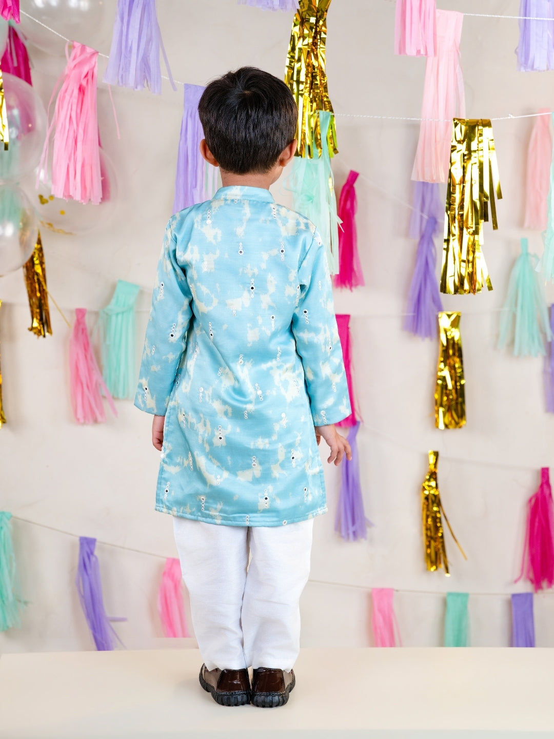 Boys Sky Blue Kurta Pant Set (Set of 2)