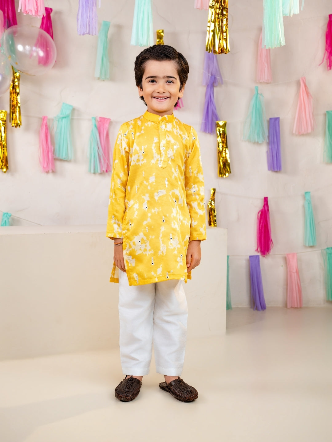 Boys Yellow Kurta Pant Set (Set of 2)