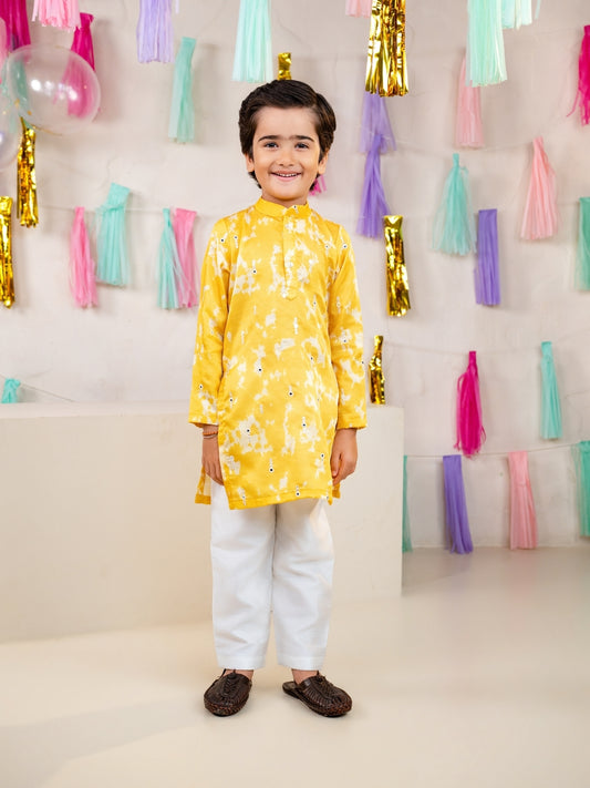 Boys Yellow Kurta Pant Set (Set of 2)