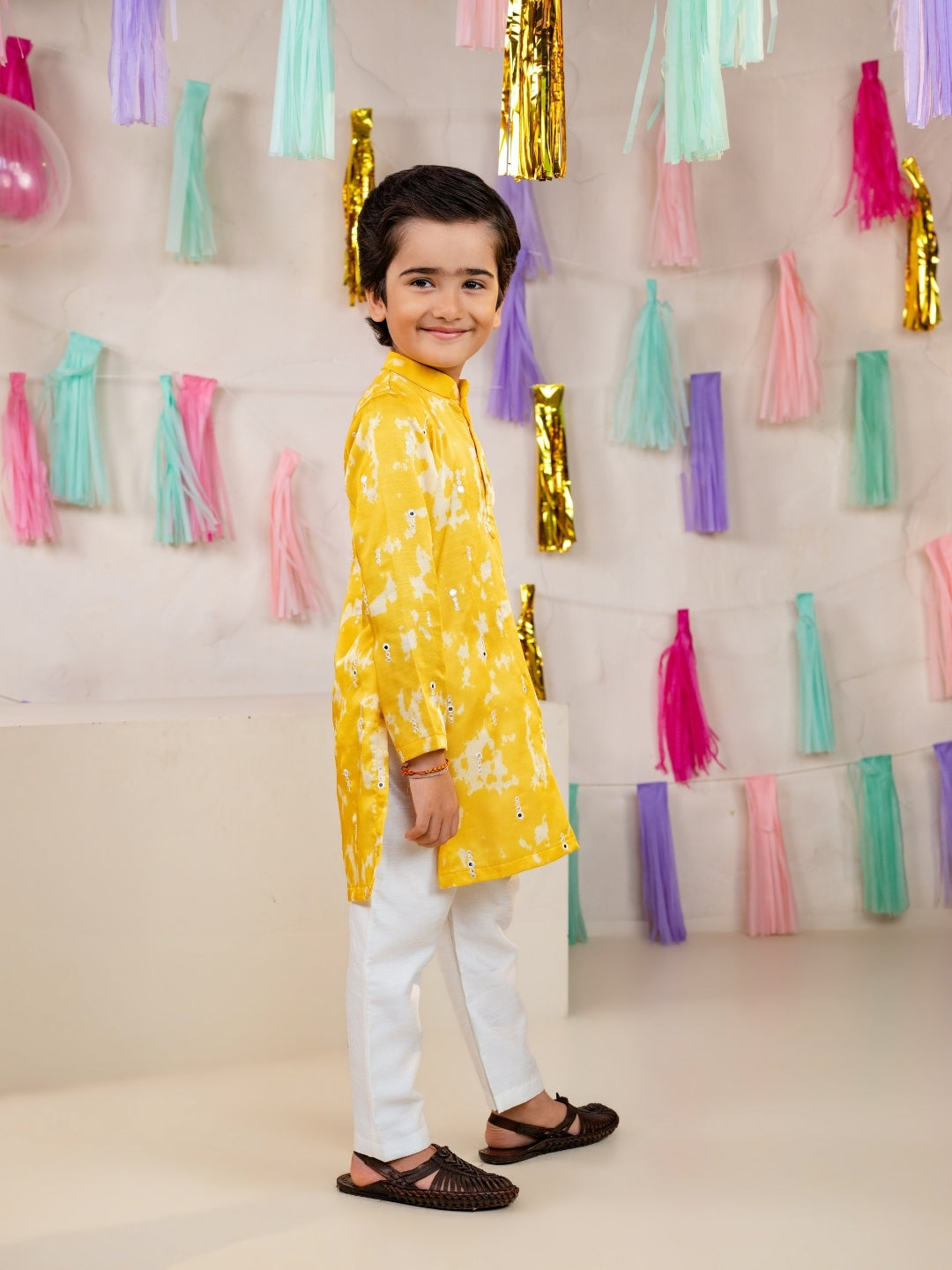 Sunshine Yellow Sibling Ethnic Wear Set