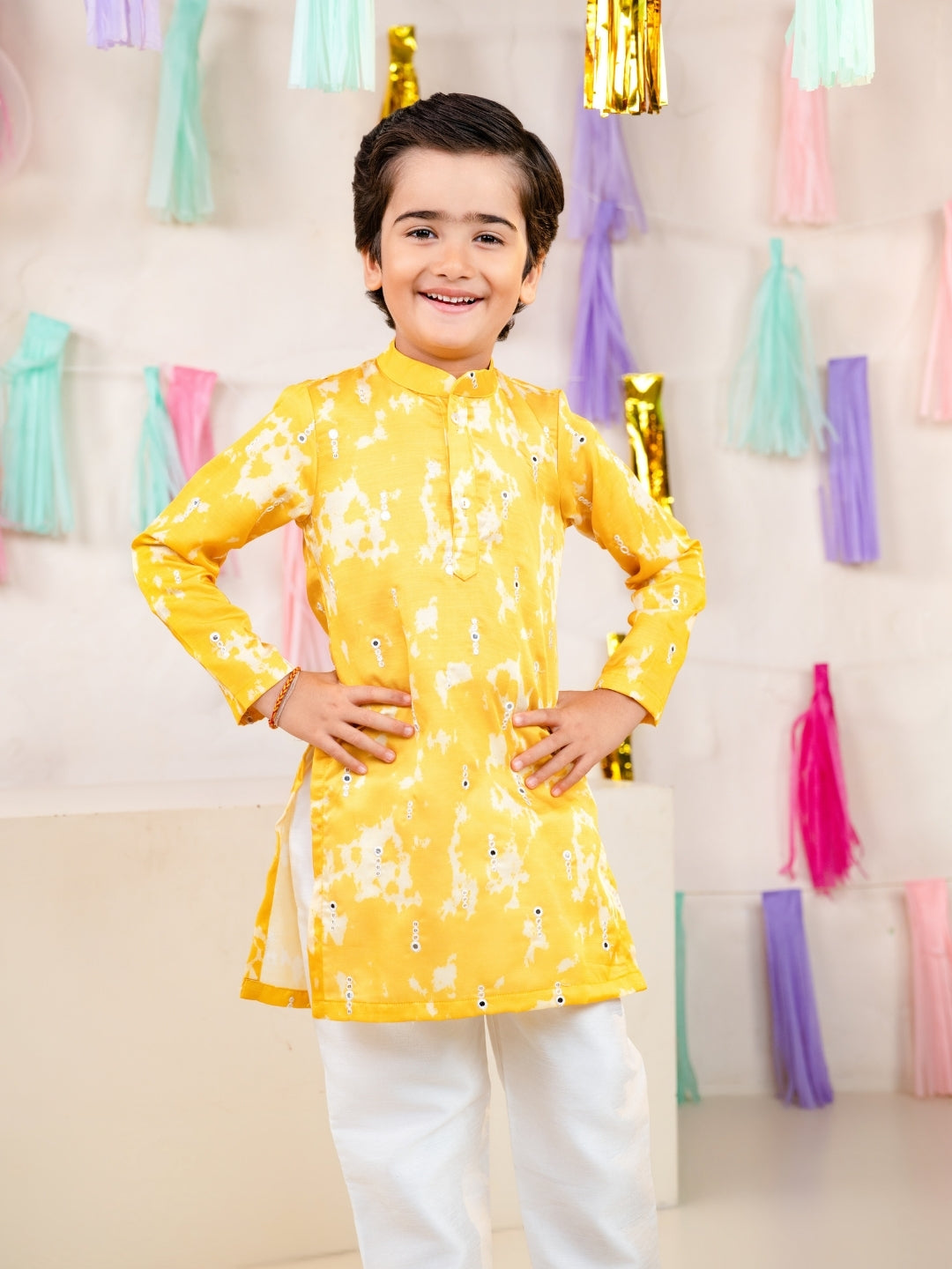 Boys Yellow Kurta Pant Set (Set of 2)