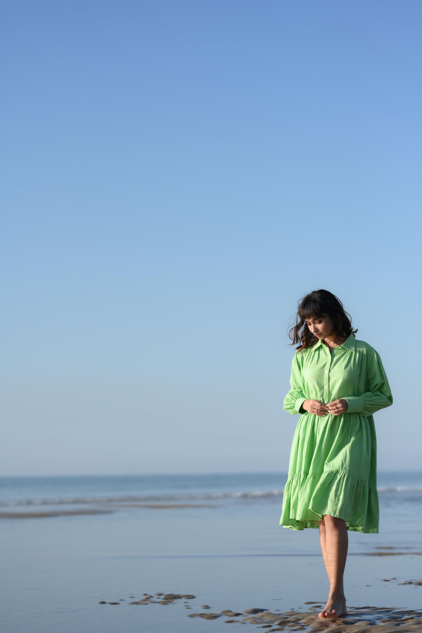 Green Gathered Dress