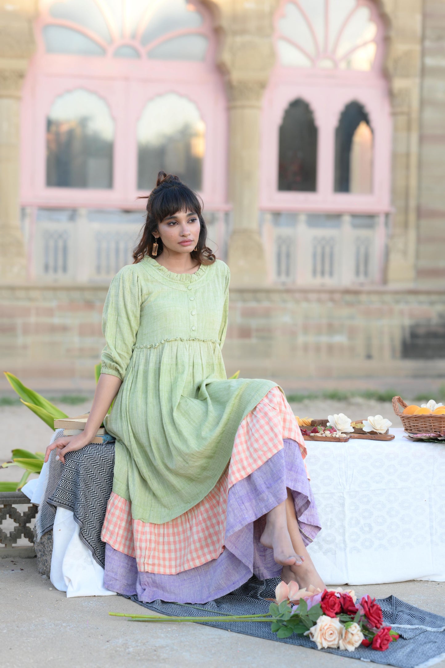 Green Multicolor Kala Cotton Dress