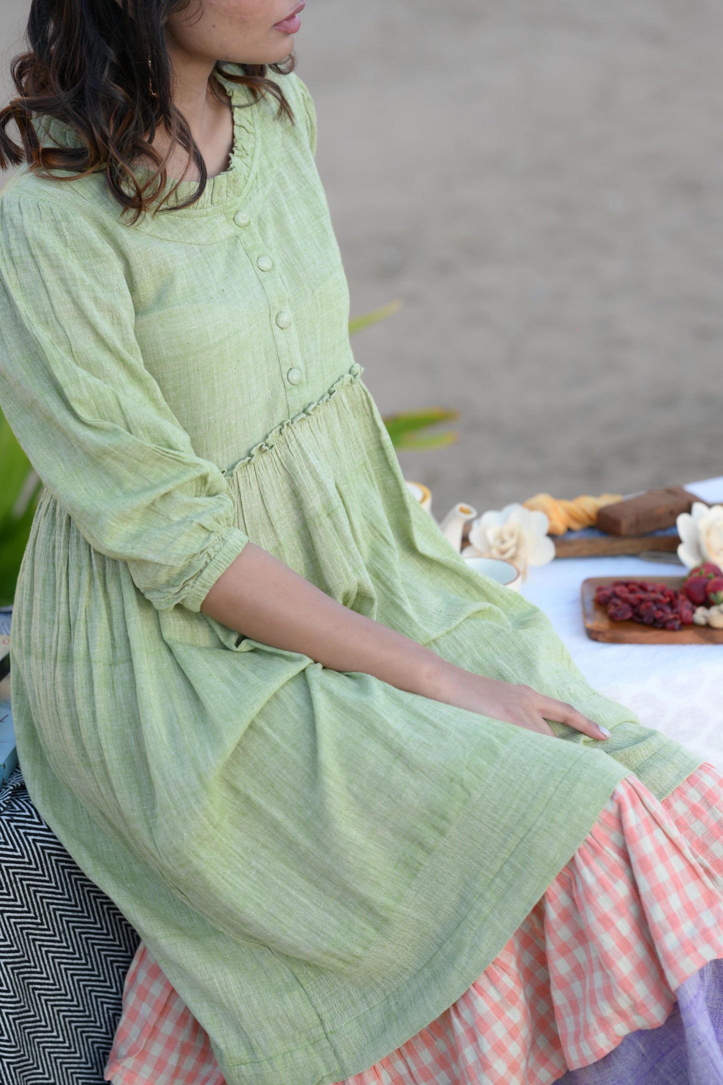 Green Multicolor Kala Cotton Dress