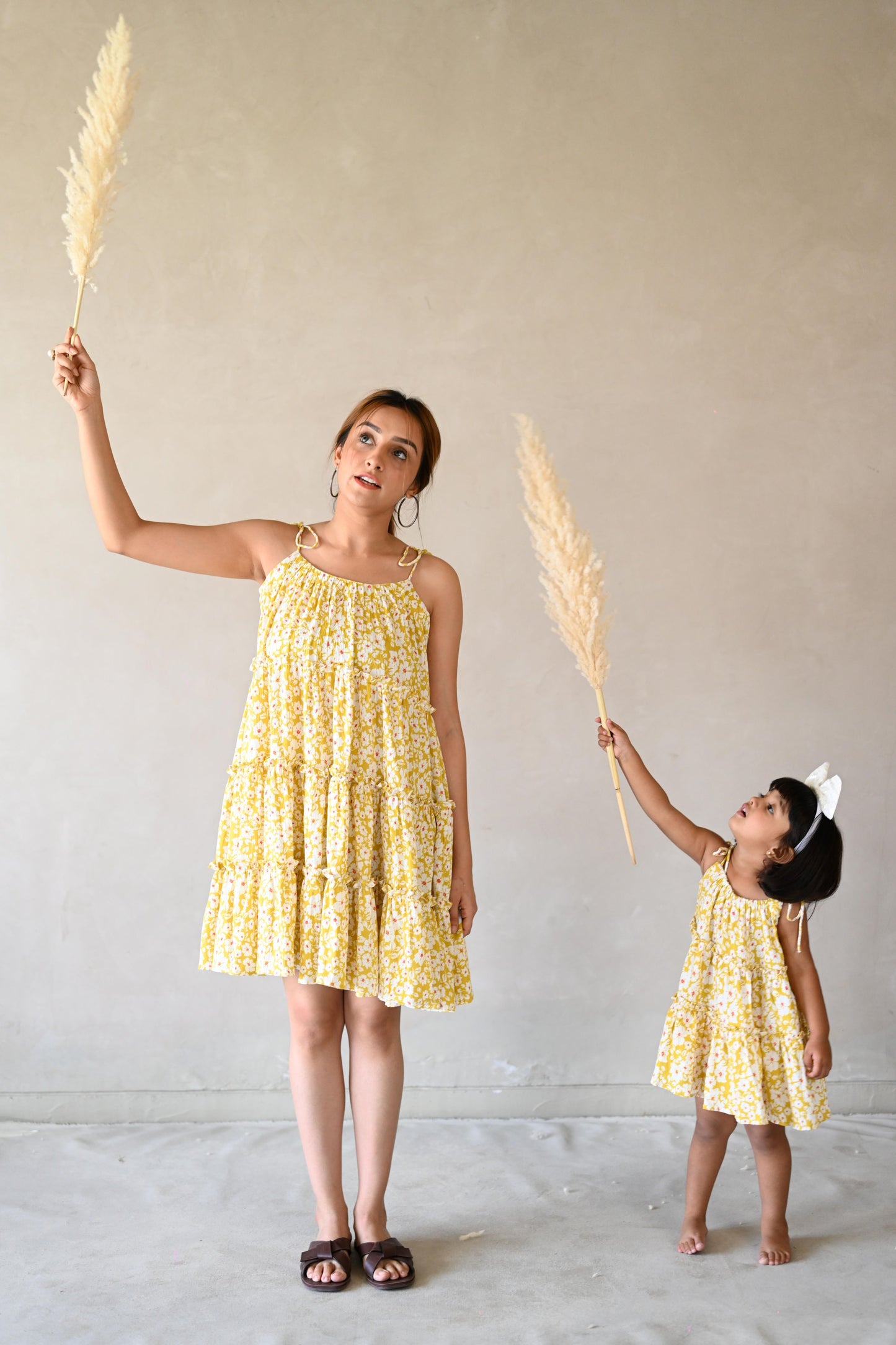 Yellow Floral Rayon Dress