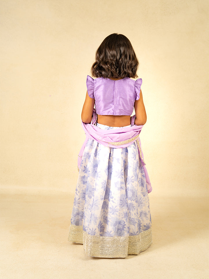 Purple Sibling Ethnic Outfit Boy Kurta Set and Girl Lehenga