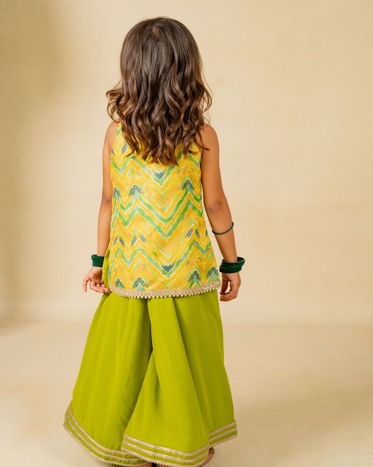 Boys Yellow Kurta Pant & Girls Top Palazzo Matching Sibling Set