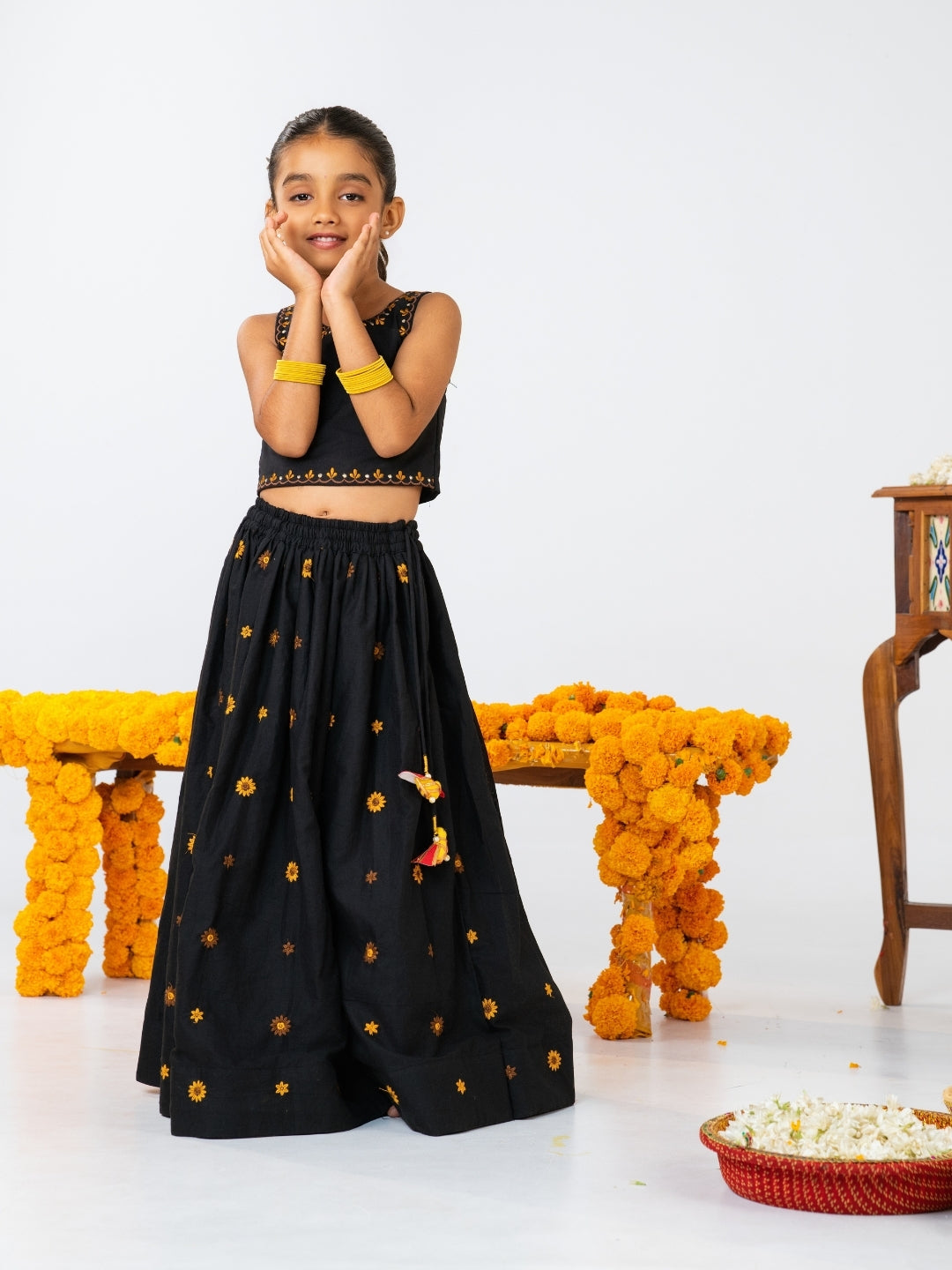 Black Traditional Sibling Wear Set for Kids