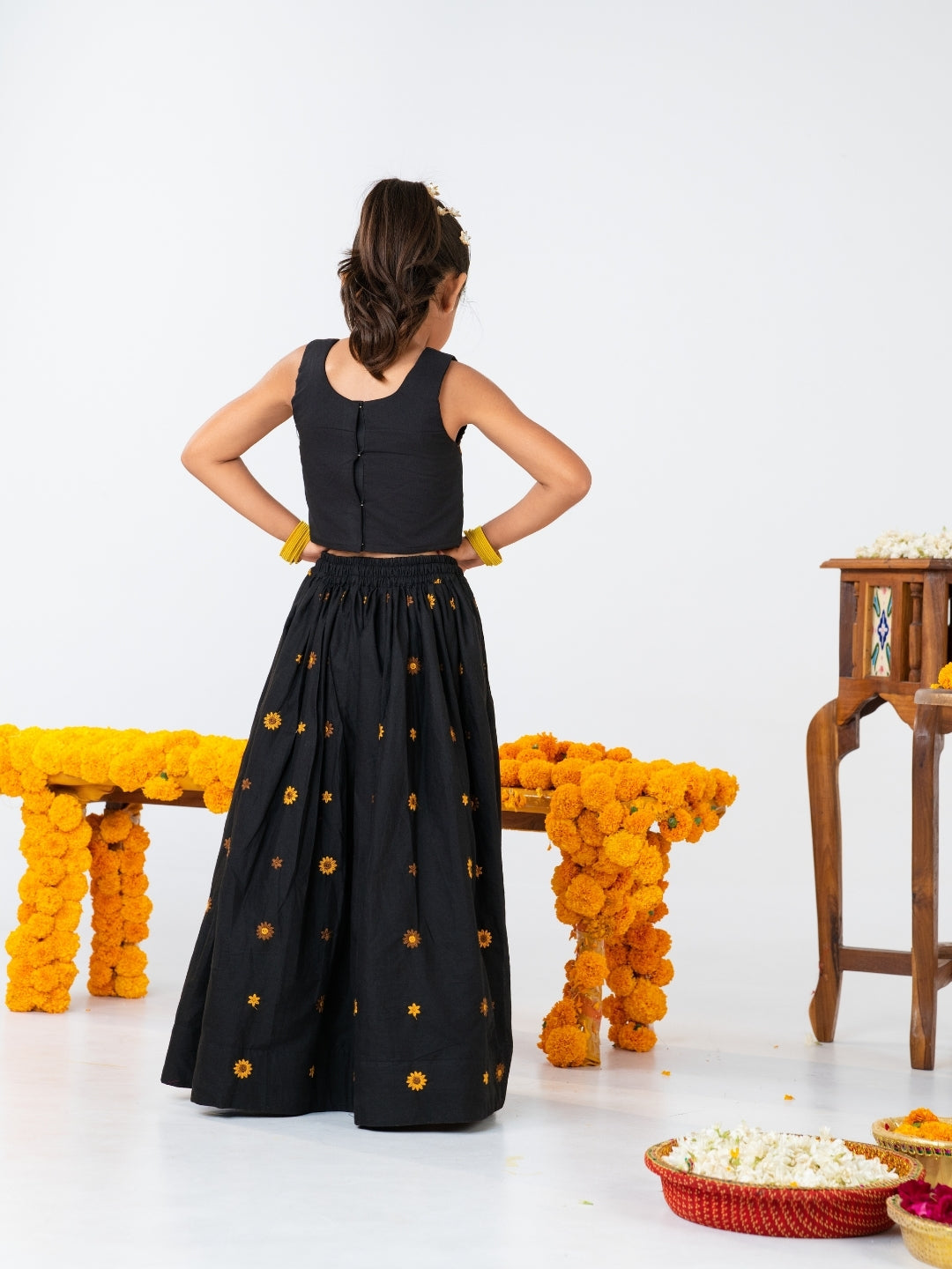 Black Traditional Sibling Wear Set for Kids