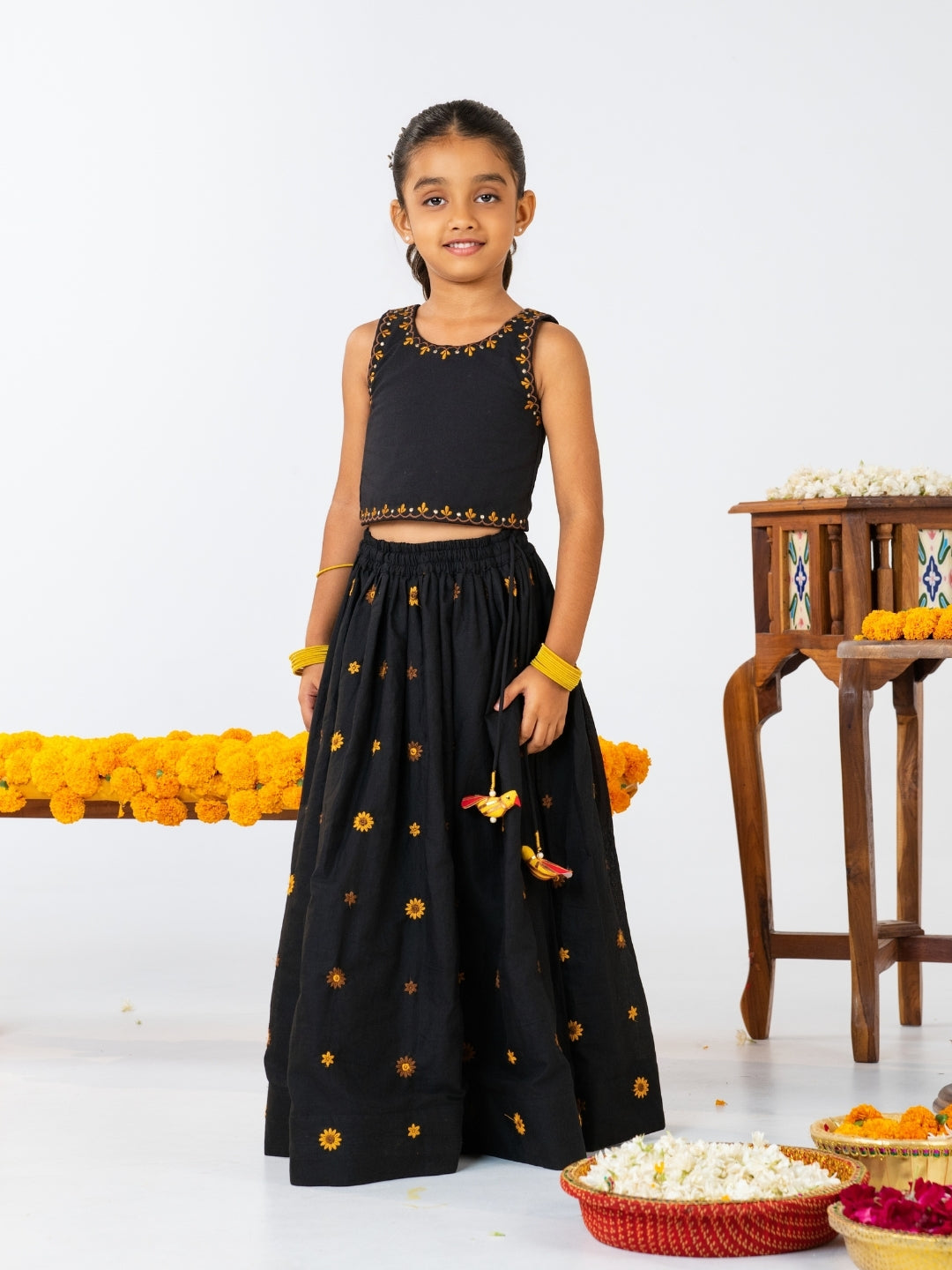 Black Traditional Sibling Wear Set for Kids