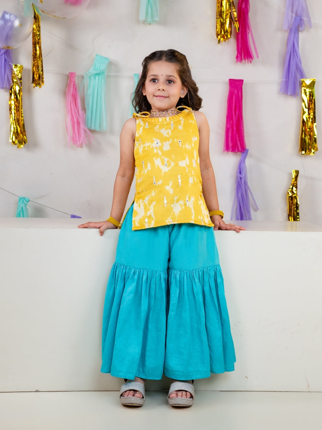Sunshine Yellow Sibling Ethnic Wear Set