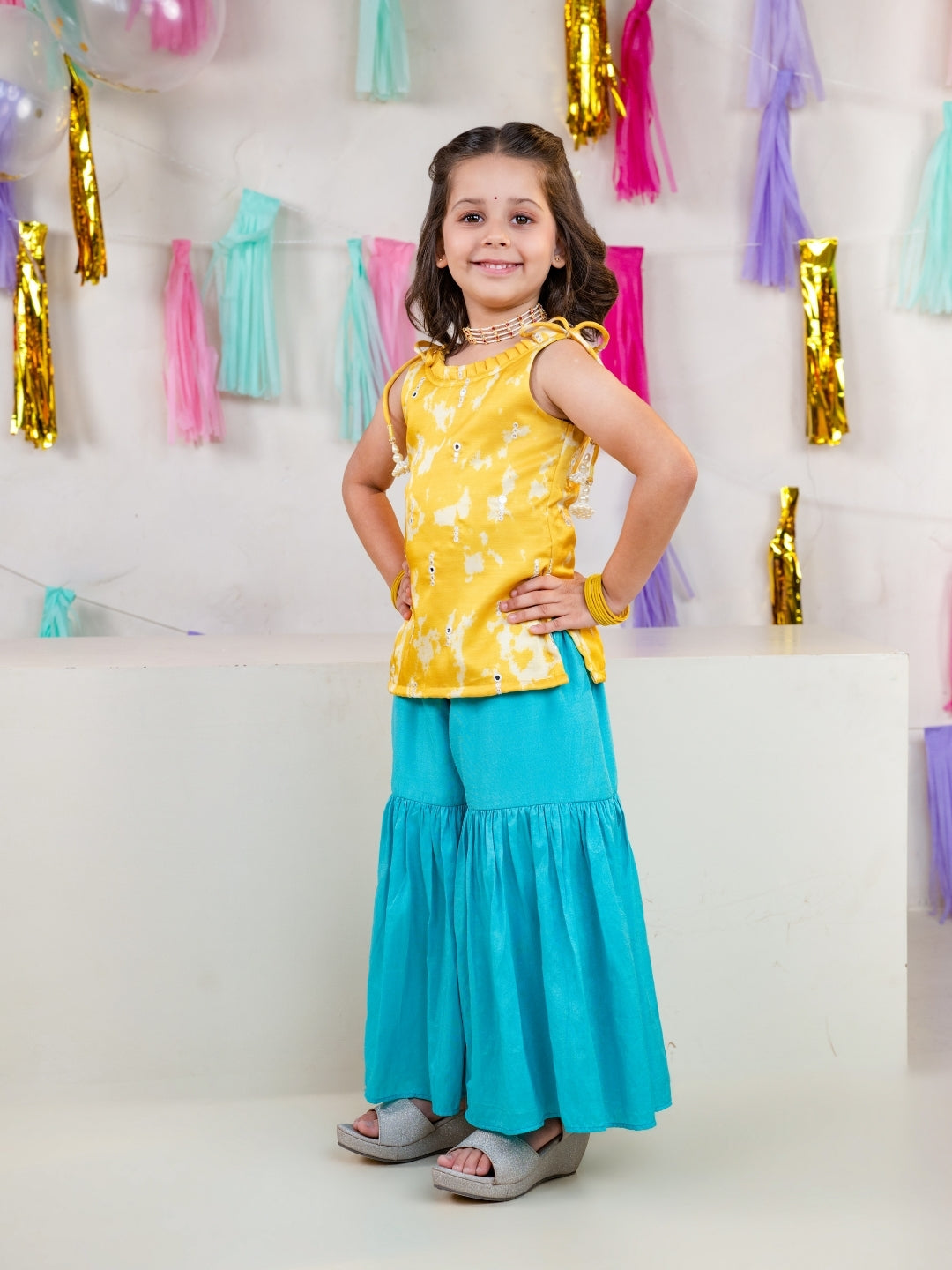 Sunshine Yellow Sibling Ethnic Wear Set