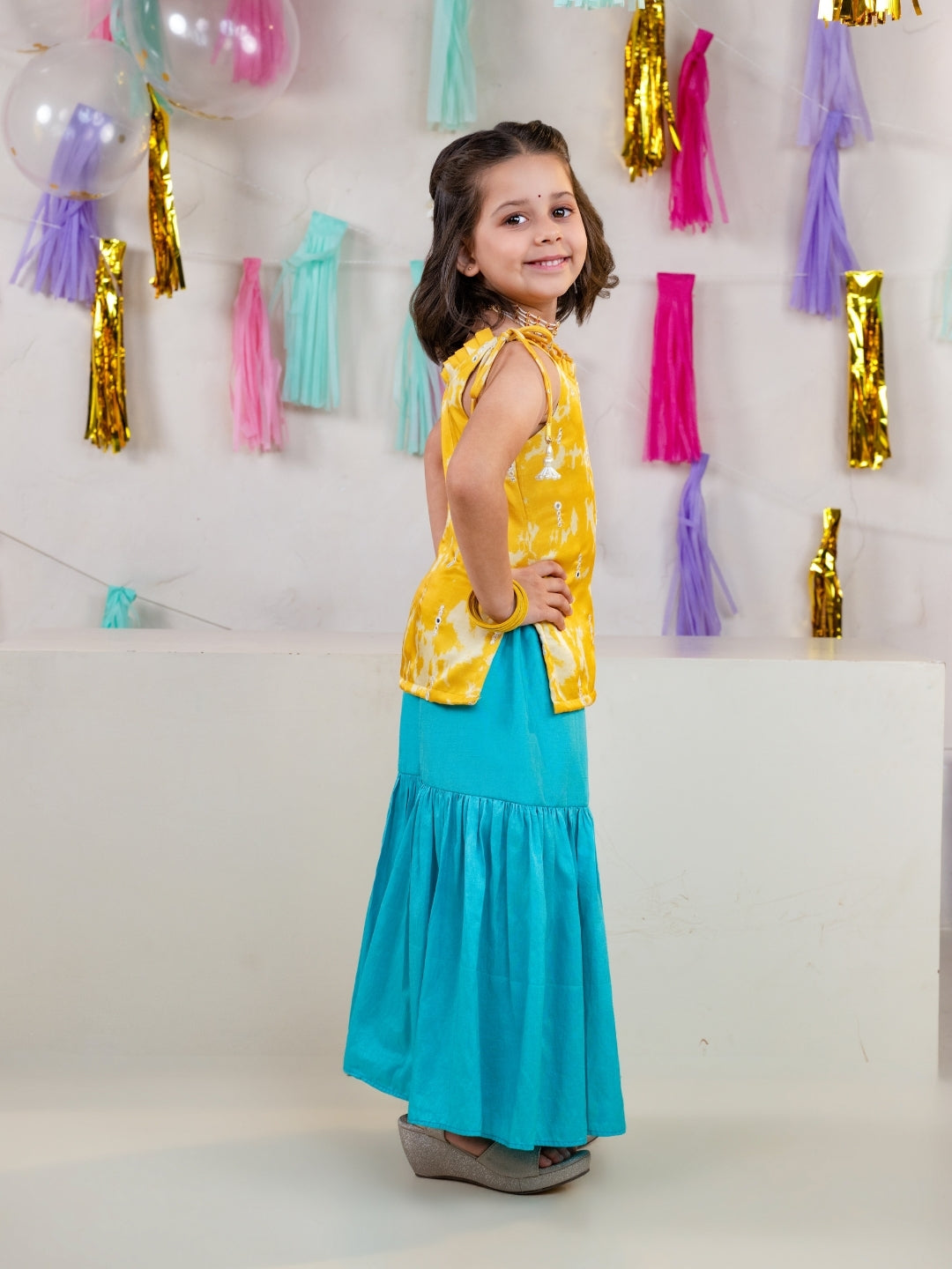Sunshine Yellow Sibling Ethnic Wear Set