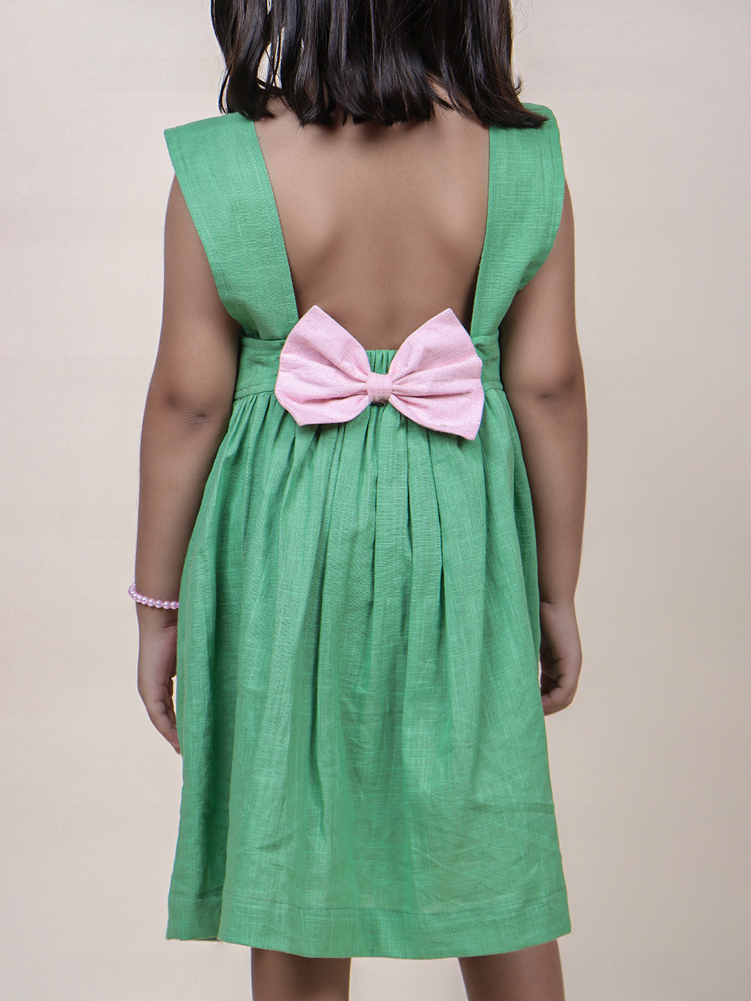 Girls Sheen Colorblocked Cotton Dress