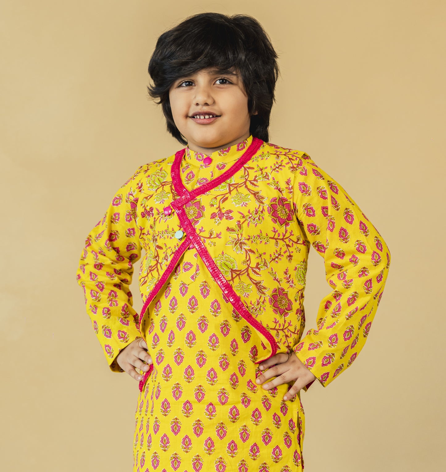 Boys Yellow Jaipuri Jacket