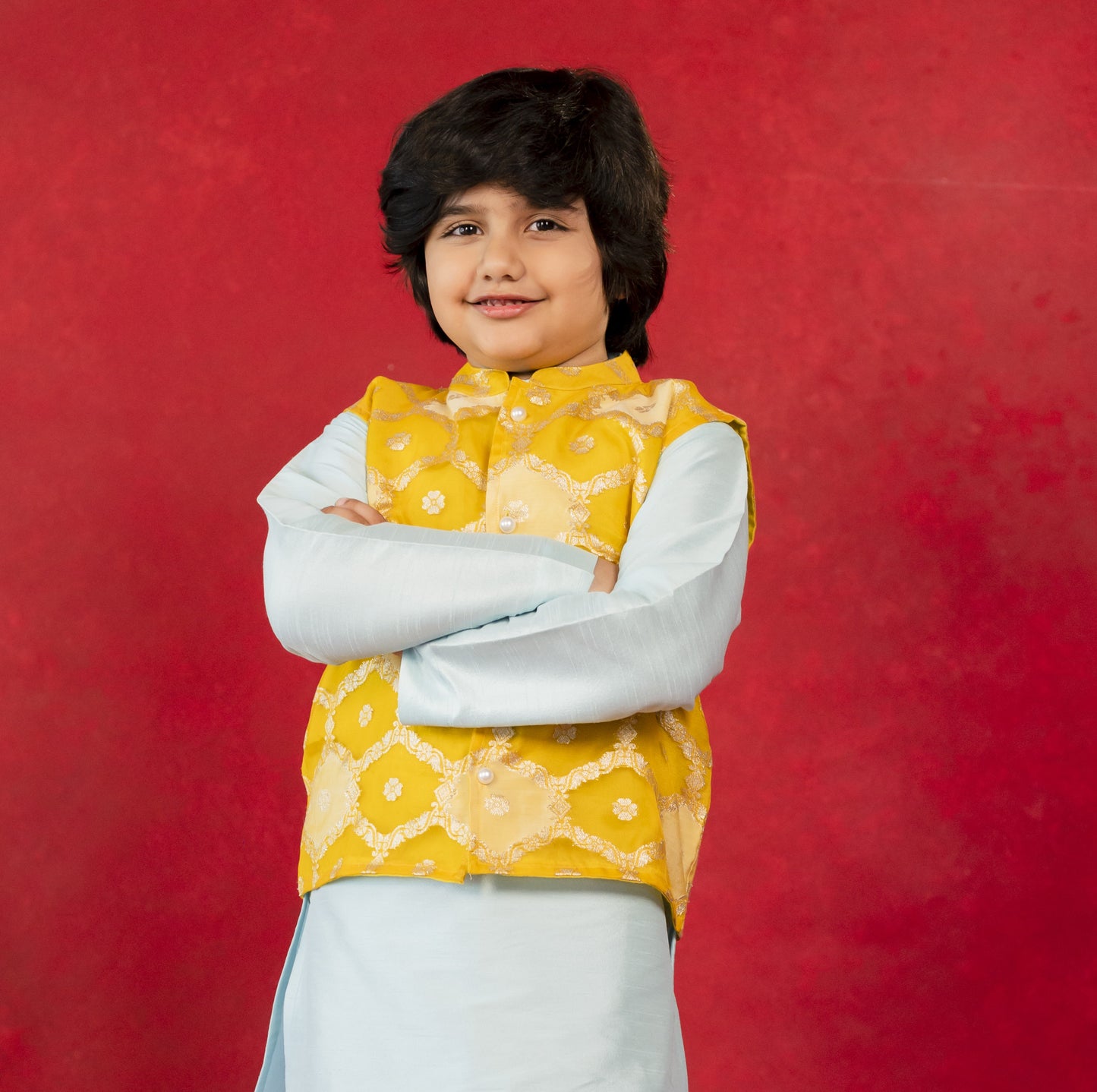 Boys Yellow Organza Jacket