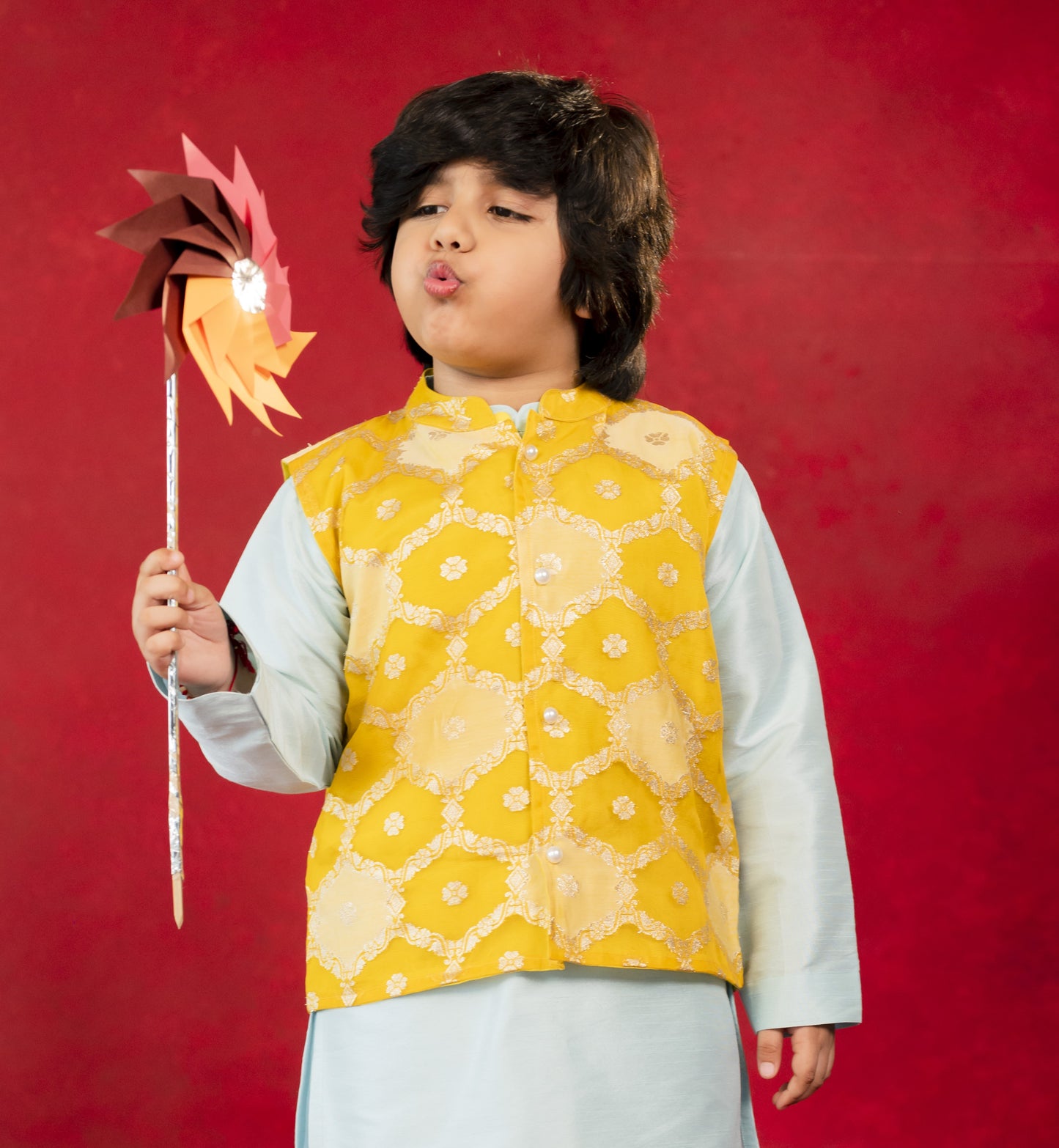 Boys Yellow Organza Jacket