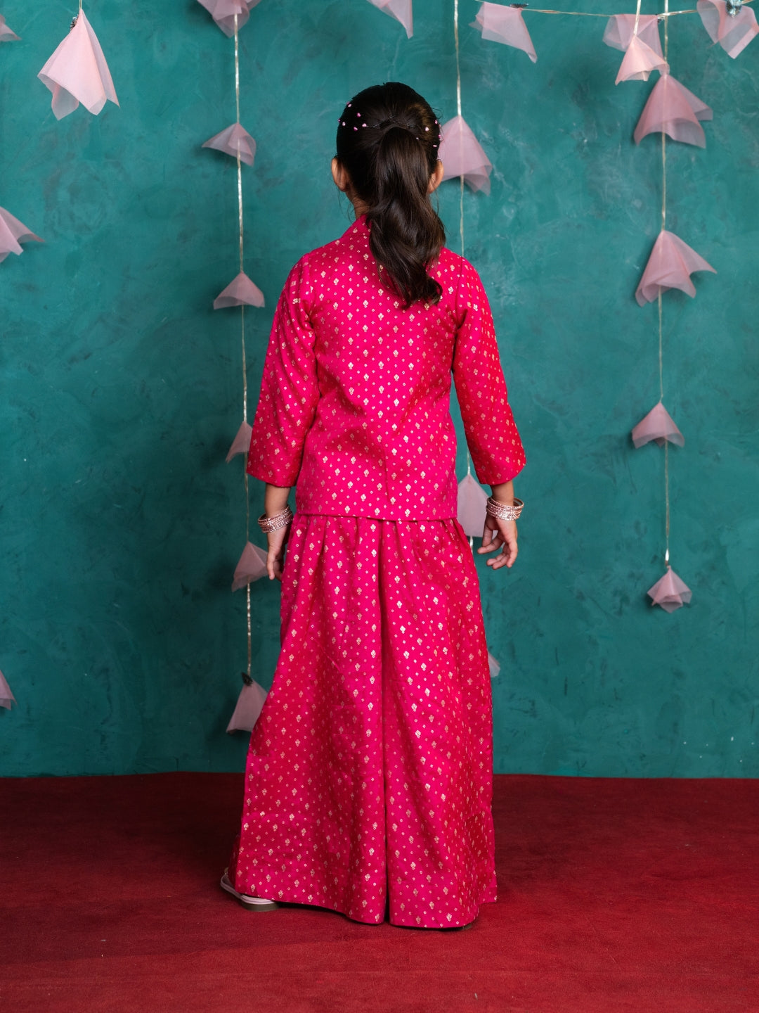 Boys & Girls Pink Matching Kurta & Palazzo Sibling Ethnic Wear Set
