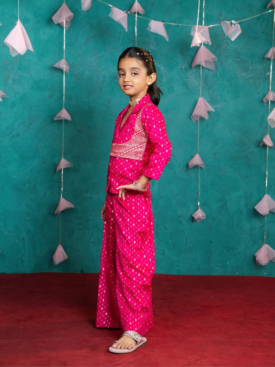 Boys & Girls Pink Matching Kurta & Palazzo Sibling Ethnic Wear Set