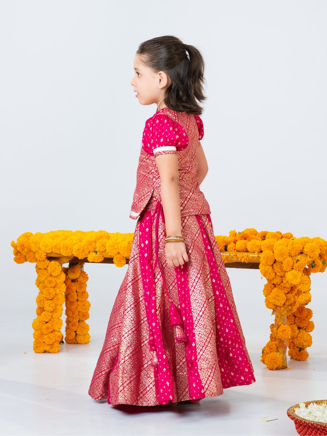 Pink Brother & Sister Matching Kurta & Lehenga Set