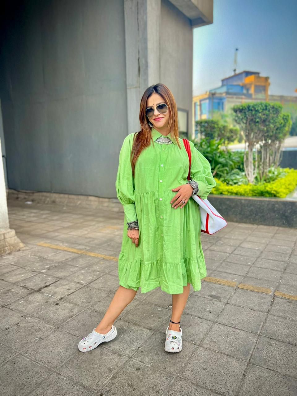 Green Gathered Dress