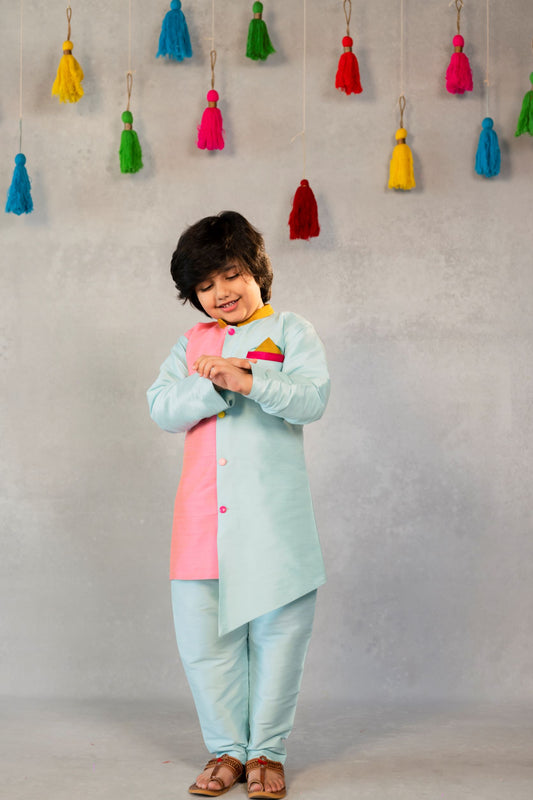 Boy Blue Pink Colorful Kurta with Pant