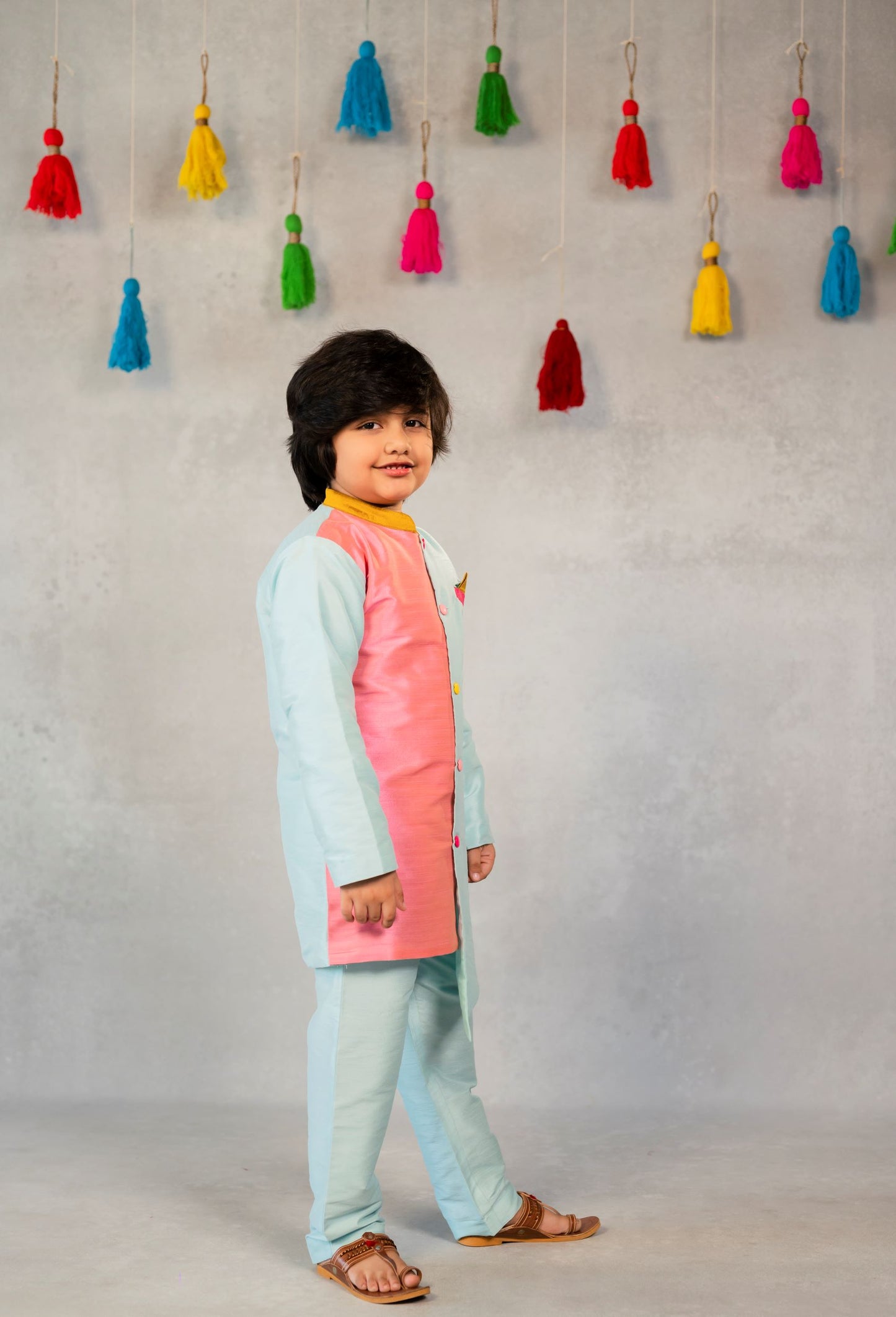 Boy Blue Pink Colorful Kurta with Pant