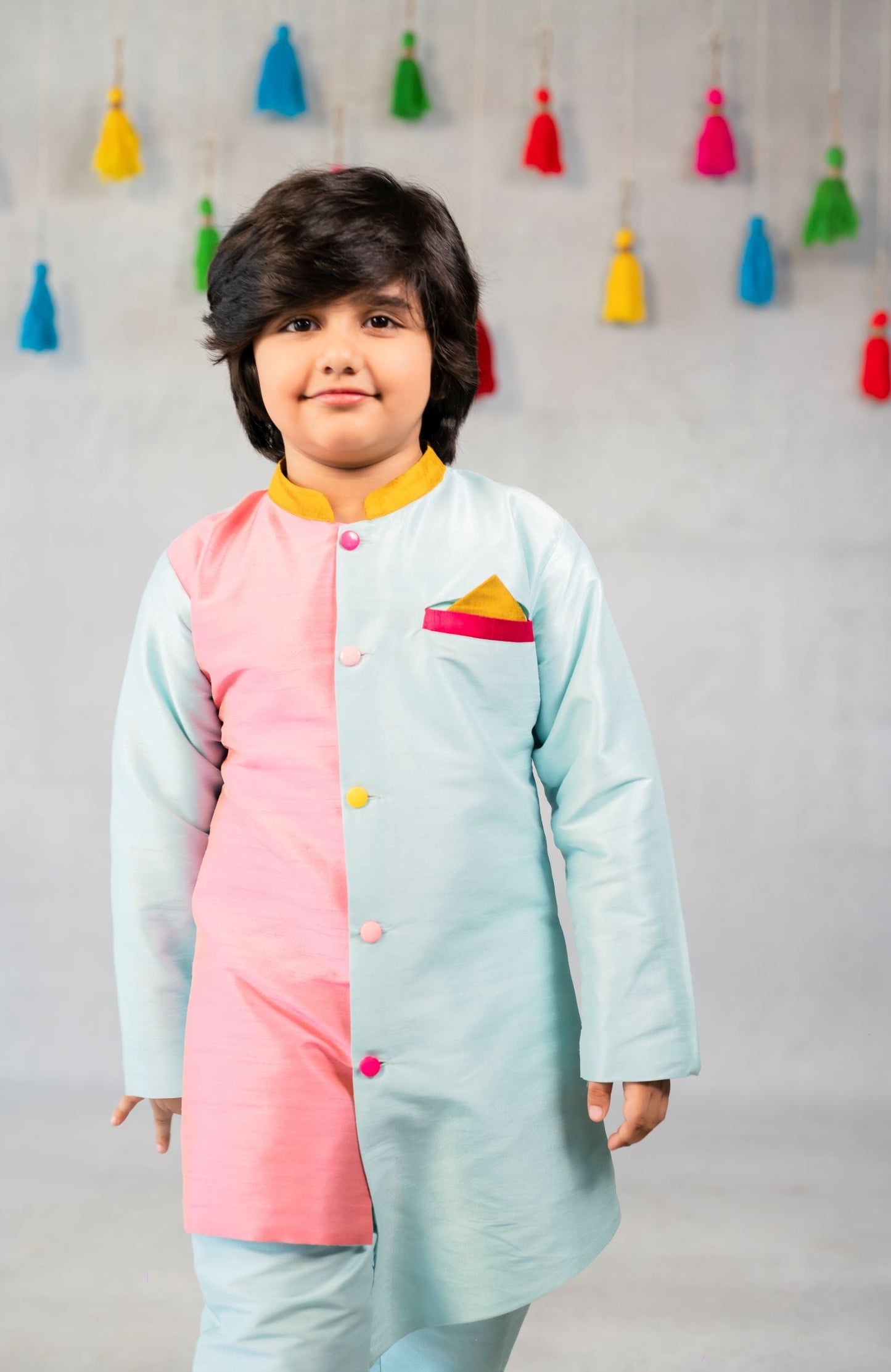 Boy Blue Pink Colorful Kurta with Pant