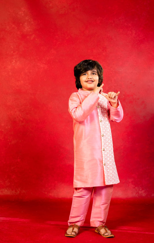 Boys Chikankari Silk Kurta with Pant