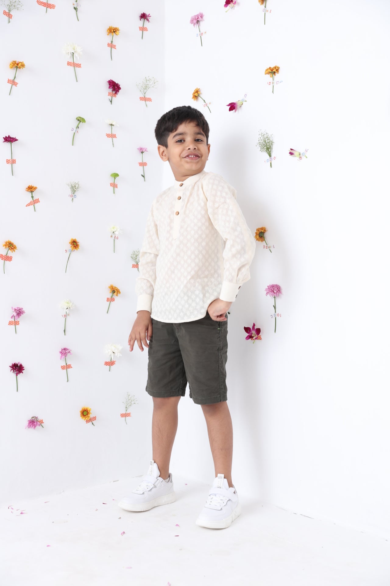 Boys Cotton Roll-up Sleeves Shirt