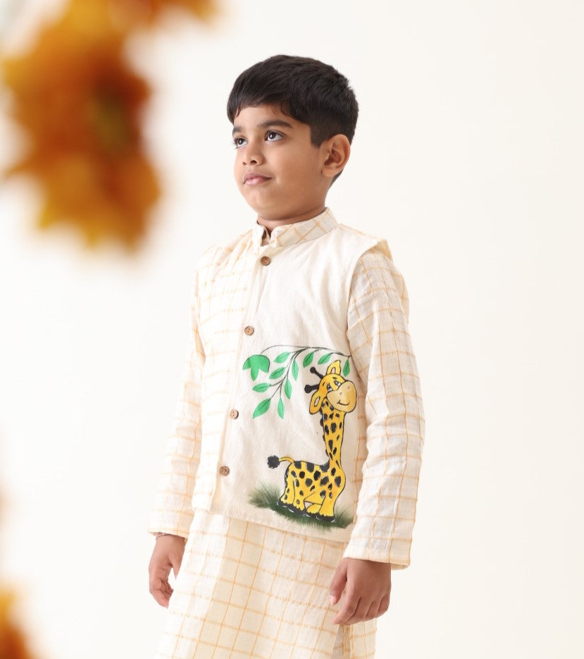 Boys Cotton Hand-painted Giraffe Jacket Only